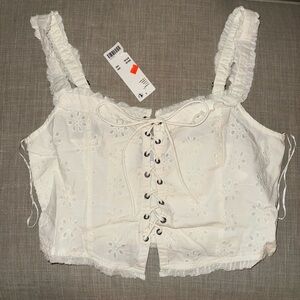 Urban Outfitters White Lace-Up Top